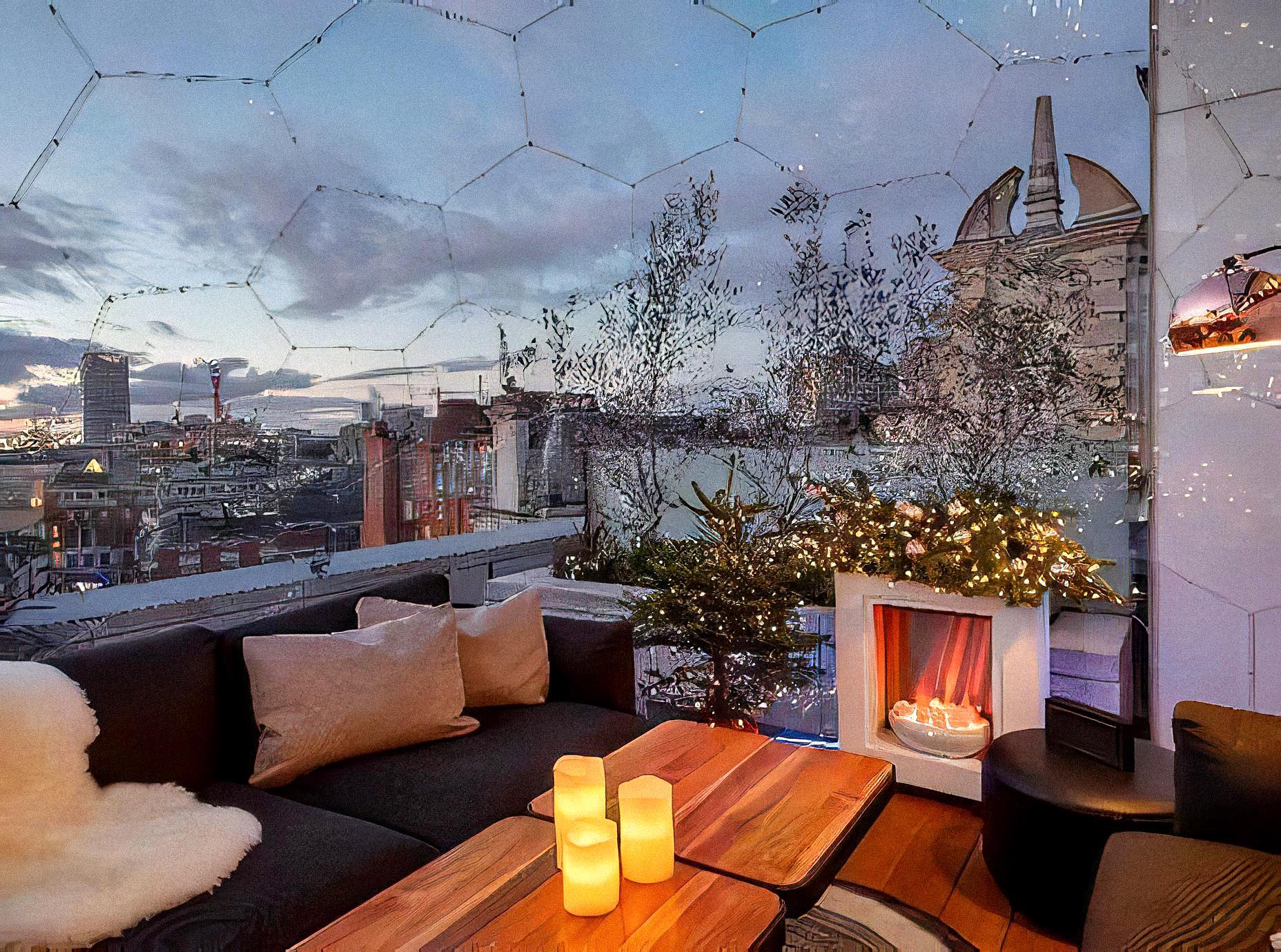 Gemütliches Interieur der Dachterrasse