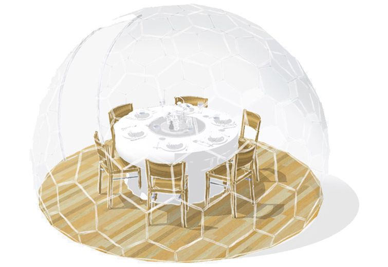 Table et chaises de salle à manger dans un dessin de nacelle