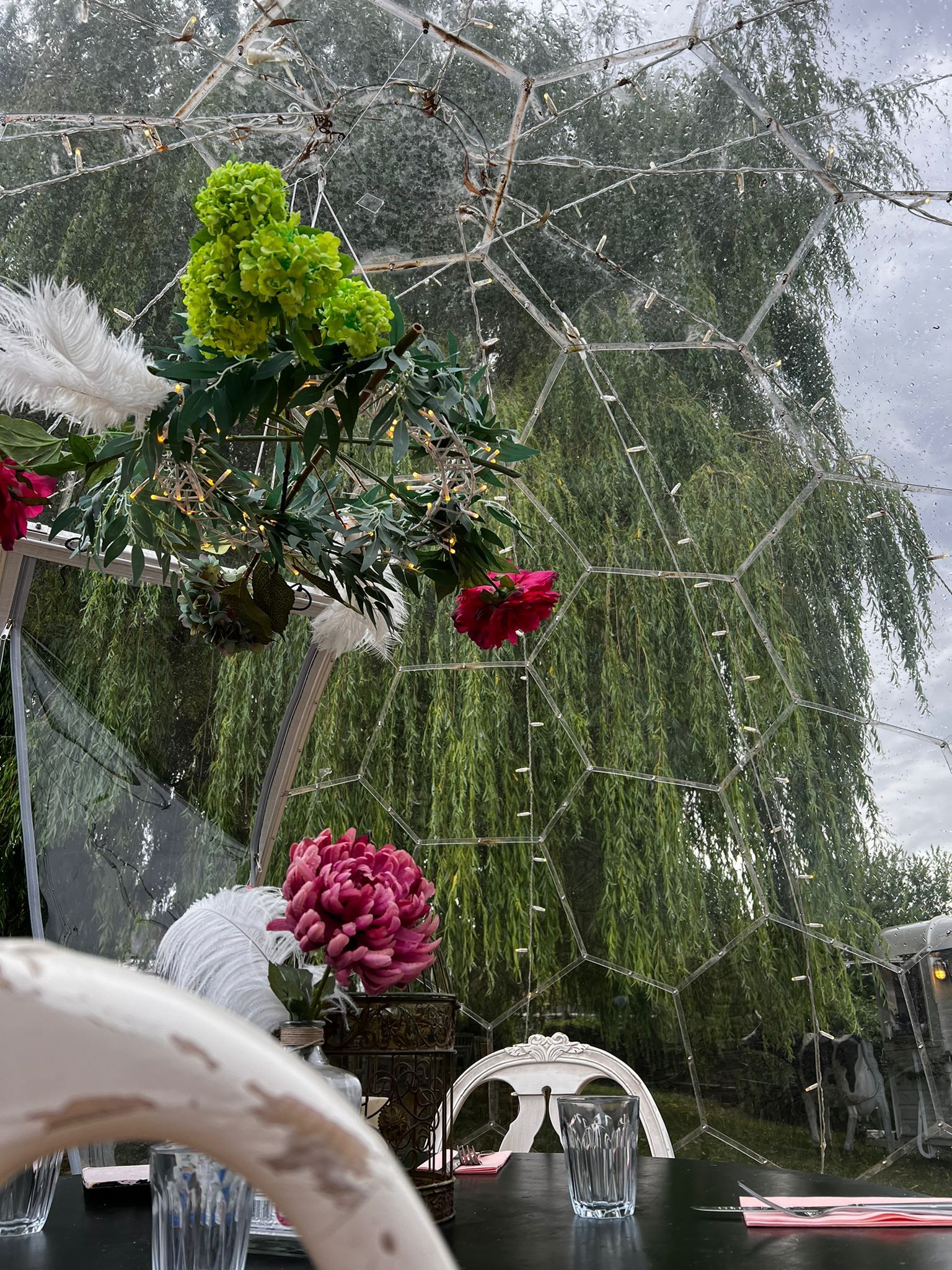 Intérieur sec de la nacelle sous la pluie