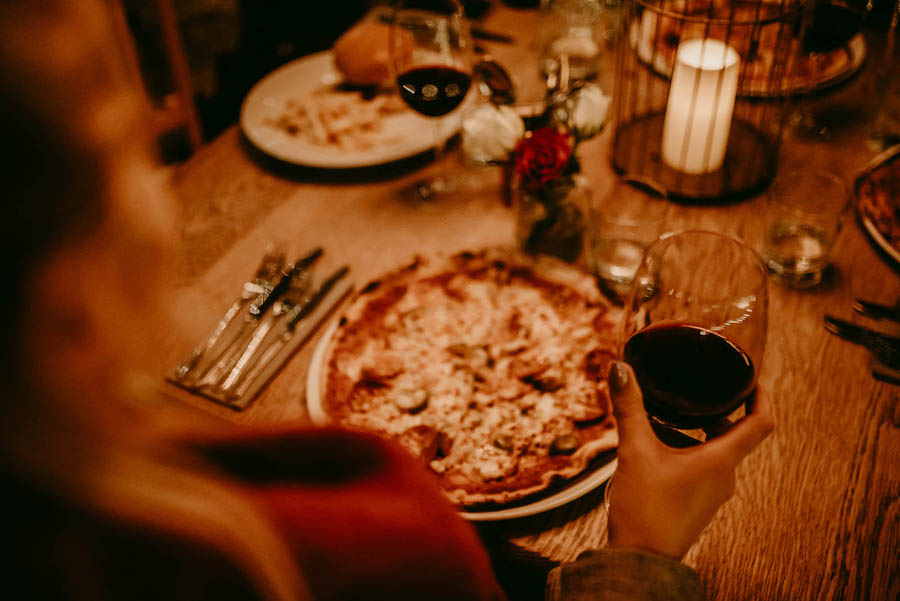 Essen im Freien im Winter