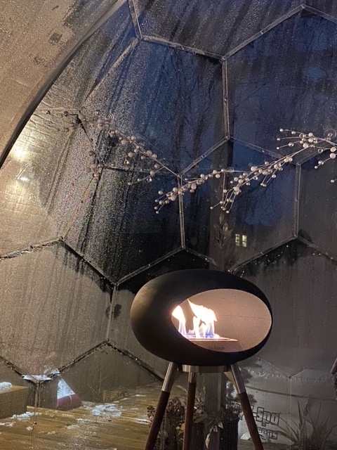 Heizterrasse mit biologisch befeuertem Kamin