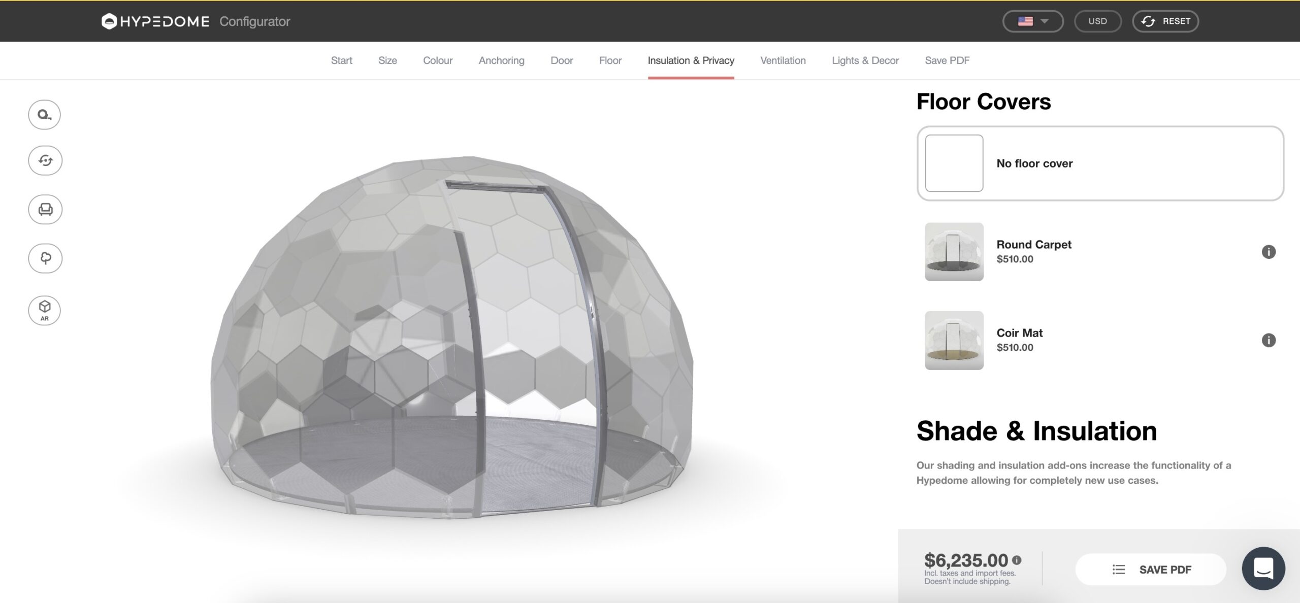 Anpassen des geodätischen Kuppeldesigns mit dem Hypedome-Konfigurator