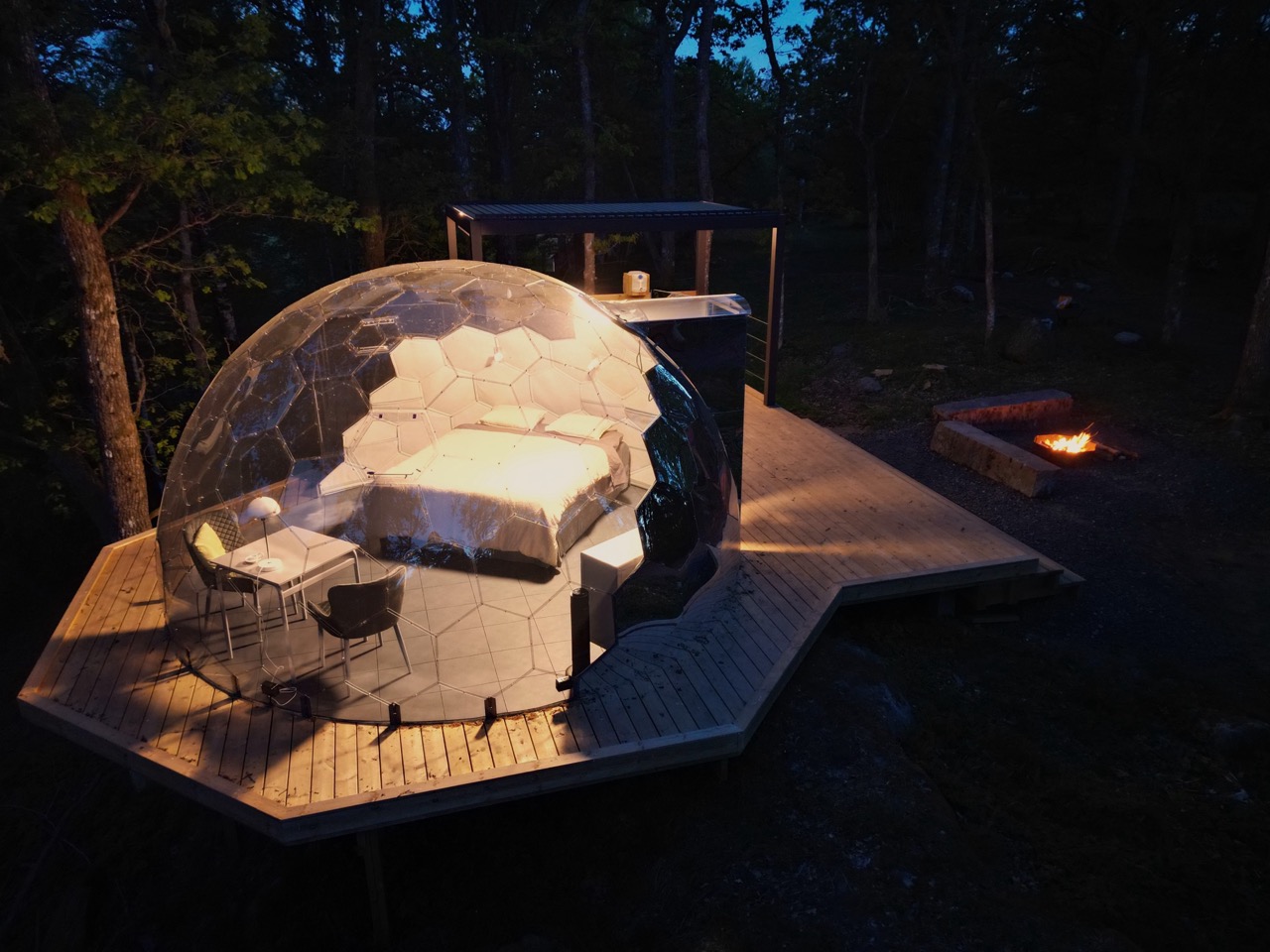La cupola della camera da letto di Villa Vilan nel bosco