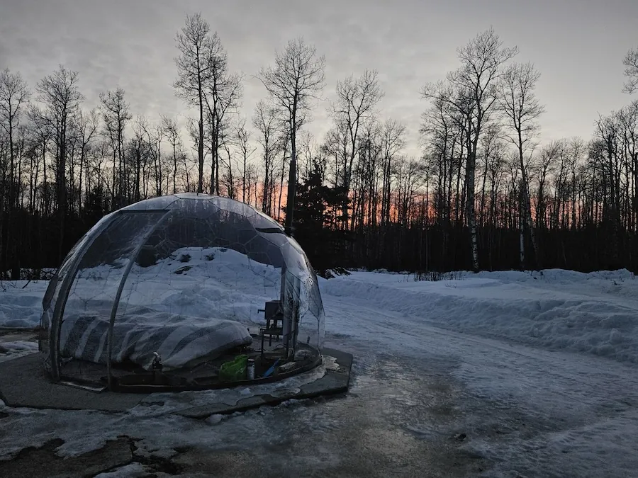 bedroom dome in a snow