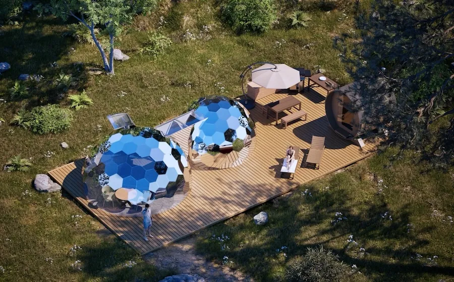 mirror multi-dome setups for glamping