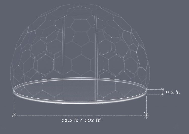 Hypedome S - Weichboden - Abmessungen - Imperial