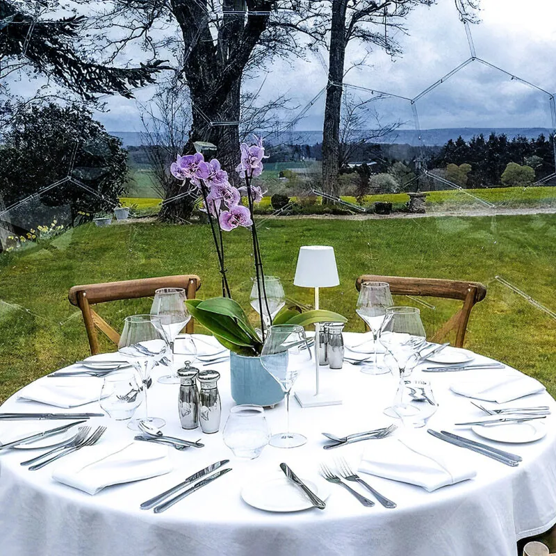 Dining dome with table setting inside