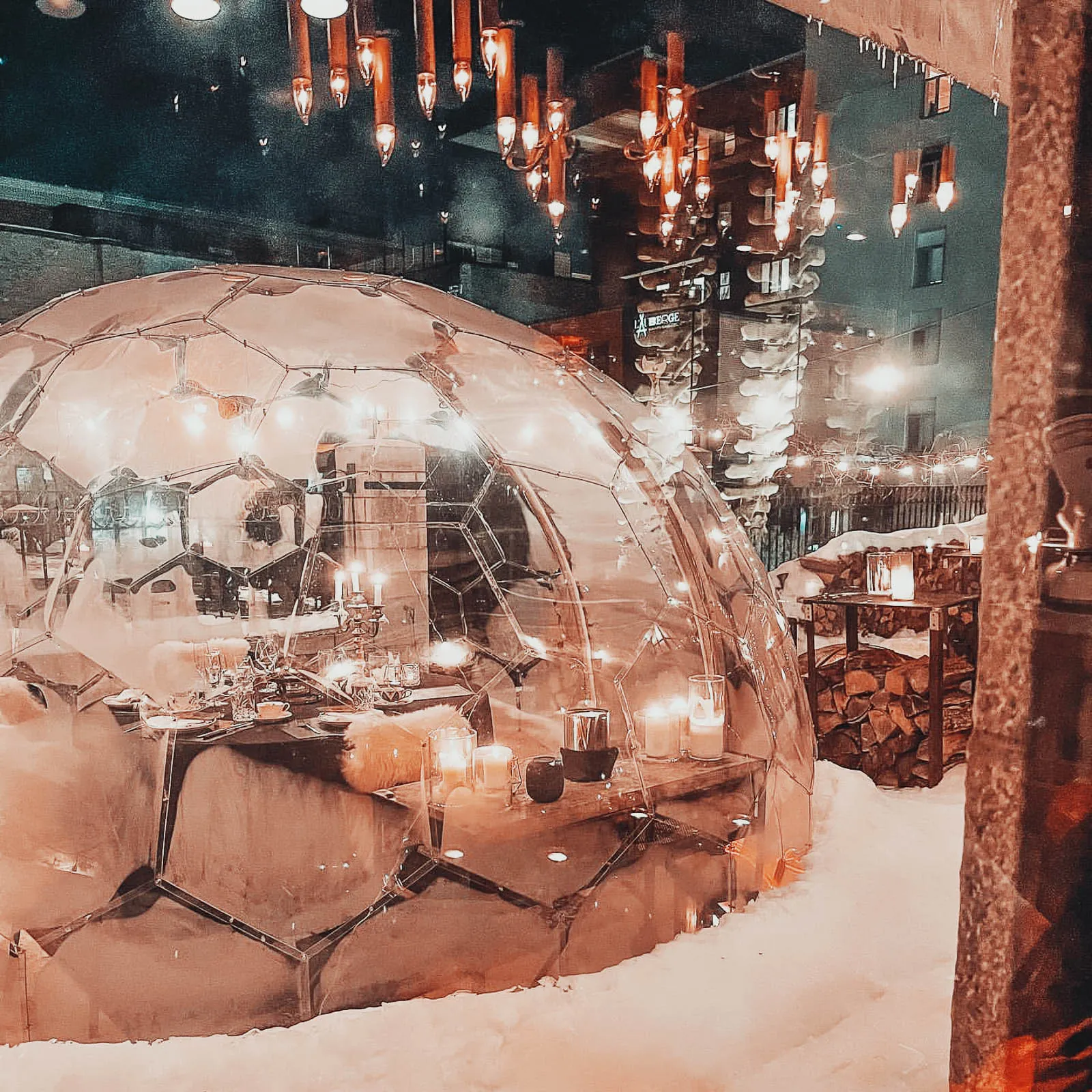 Dining dome in the snow