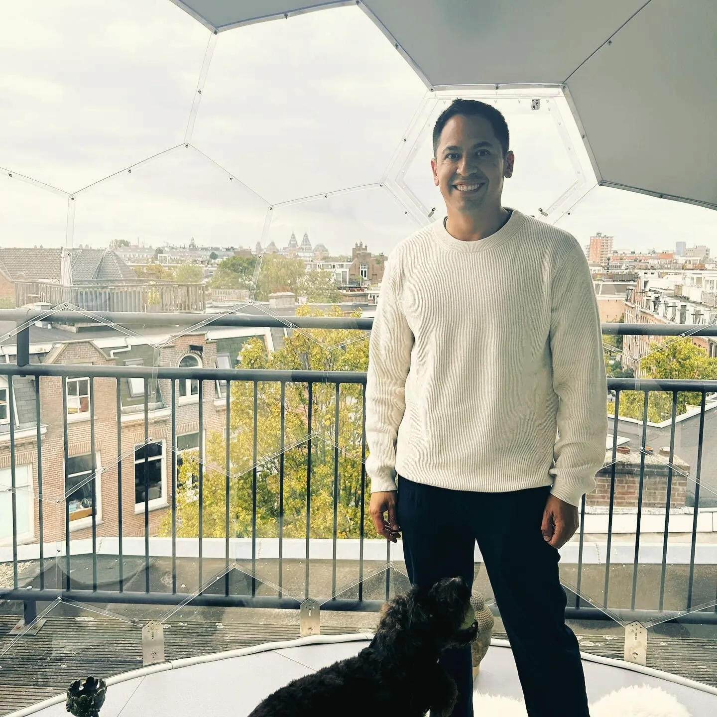 Omar Ramirez inside his mirror Amsterdome