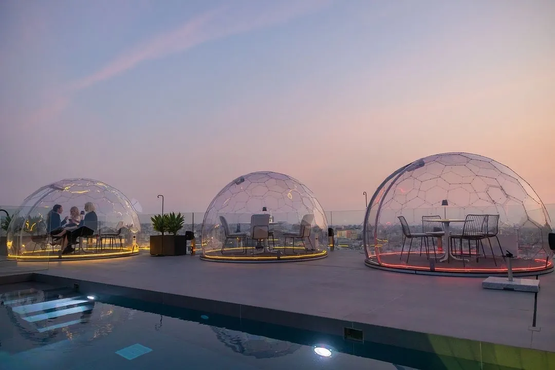 Three clear dining igloos