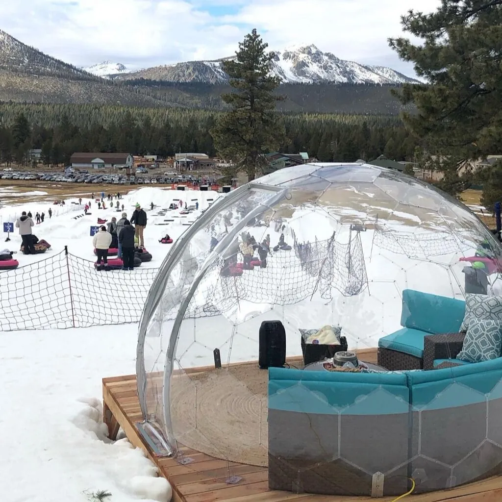 Winter dome used in a snow tubing business