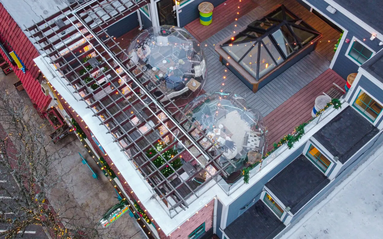 Two domes seen from above in the restaurant on Long Island